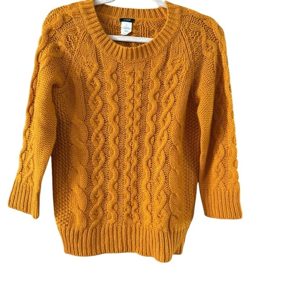J. Crew Mustard Cable Knit Sweater
